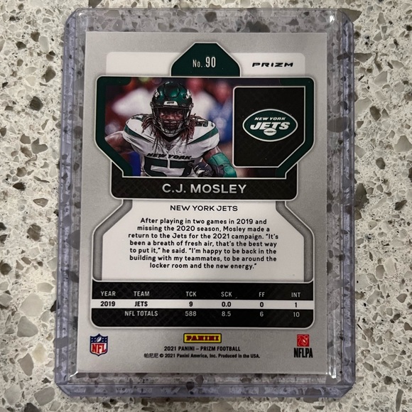 CJ MOSLEY ORANGE DISCO PRIZM CARD NFL NY JETS 2021 - Picture 2 of 2